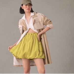 Anthropologie NWT Poplin Skirt with pockets | color: Chartreuse | Size 6